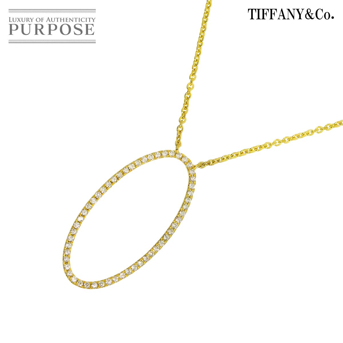TIFFANY&Co. メトロオーバル ダイヤ ネックレス 41cm K18 YG イエローゴールド 750 Diamond Necklace ティファニー 90338831
