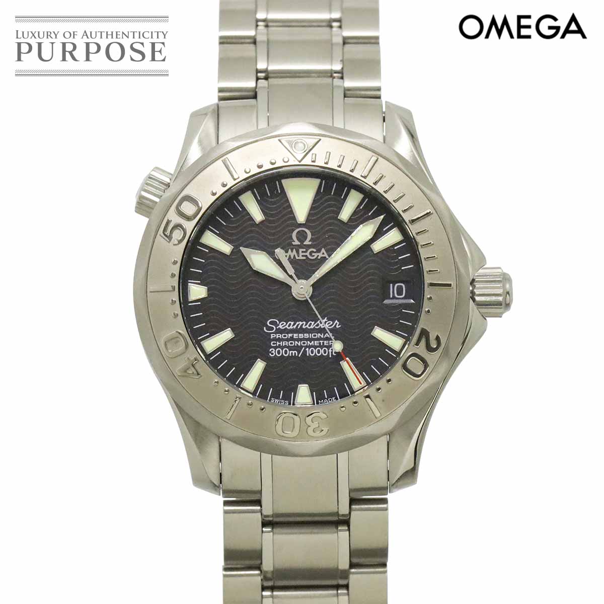OMEGA シーマスター 300 コンビ 2236 50 ボーイズ 腕時計 デイト ブラック WG ベゼル オートマ 自動巻き ウォッチ Seamaster オメガ 90332651