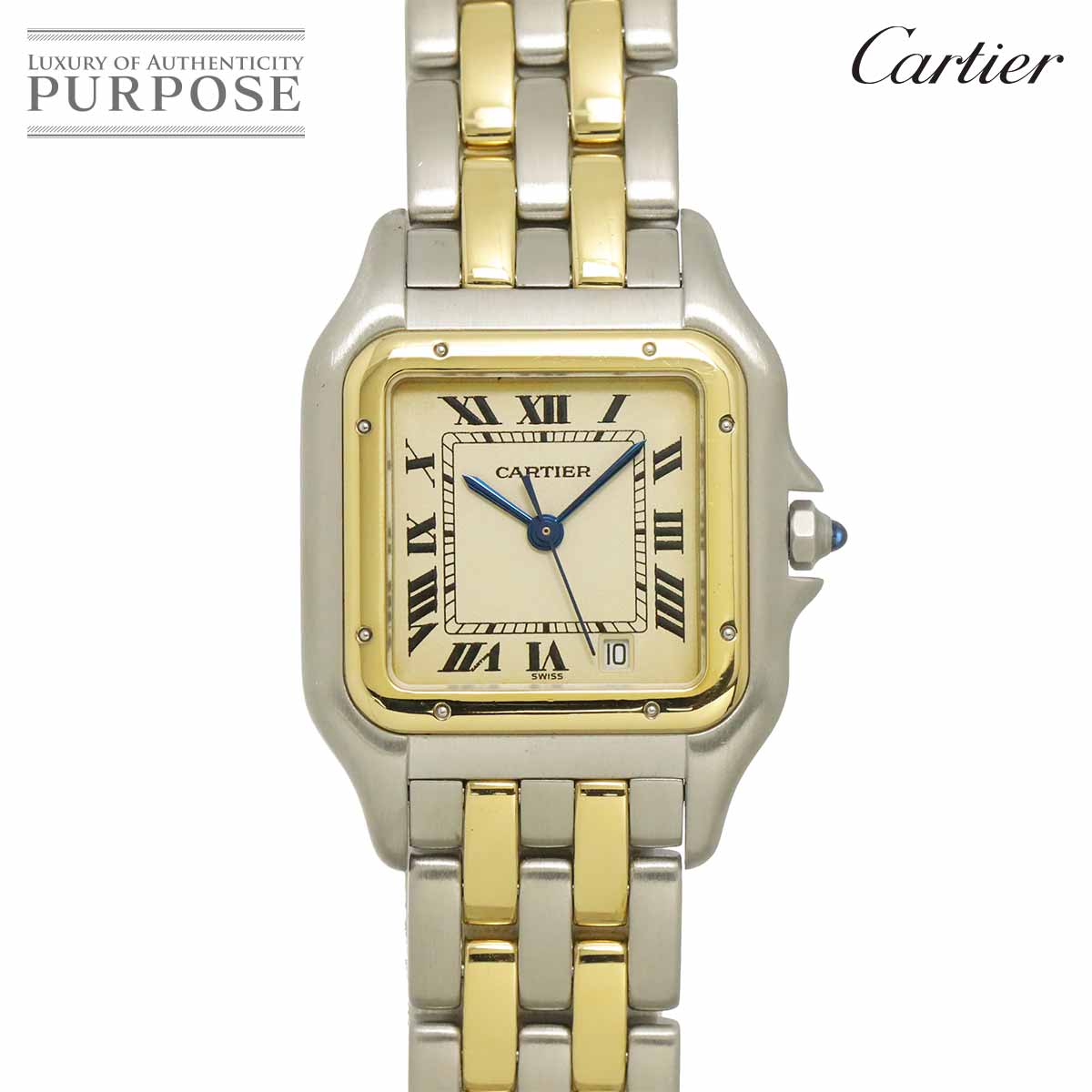 Cartier パンテールMM 2ロウ 83083242 デイト コンビ ボーイズ 腕時計 デイト アイボリー YG イエローゴールド クォーツ Panthere カルティエ 90337863