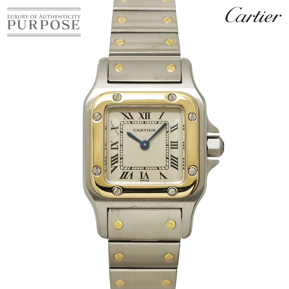 Cartier サントスガルベSM W20012C4 コンビ レディース 腕時計 アイボリー K18YG イエローゴールド クォーツ ウォッチ Santos Galbee カルティエ 90338424