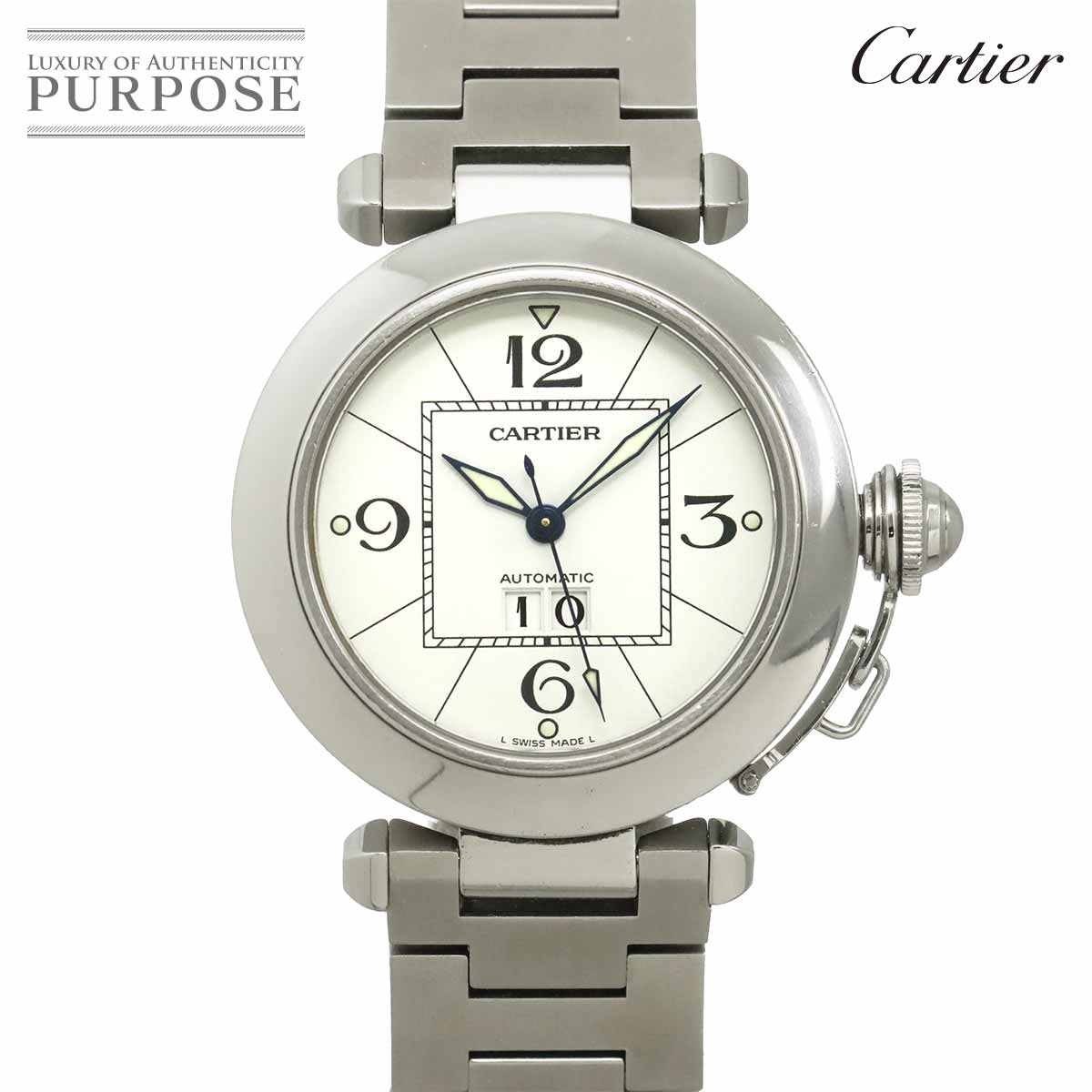 Cartier パシャC ビッグデイト W31055M7 ボーイズ 腕時計 ホワイト オートマ 自動巻き ウォッチ PashaC カルティエ 90339021