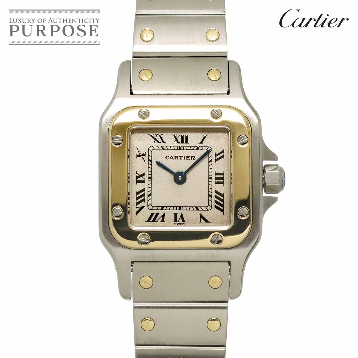 Cartier サントスガルベSM W20012C4 コンビ レディース 腕時計 アイボリー K18YG イエローゴールド クォーツ ウォッチ Santos Galbee カルティエ 90339045