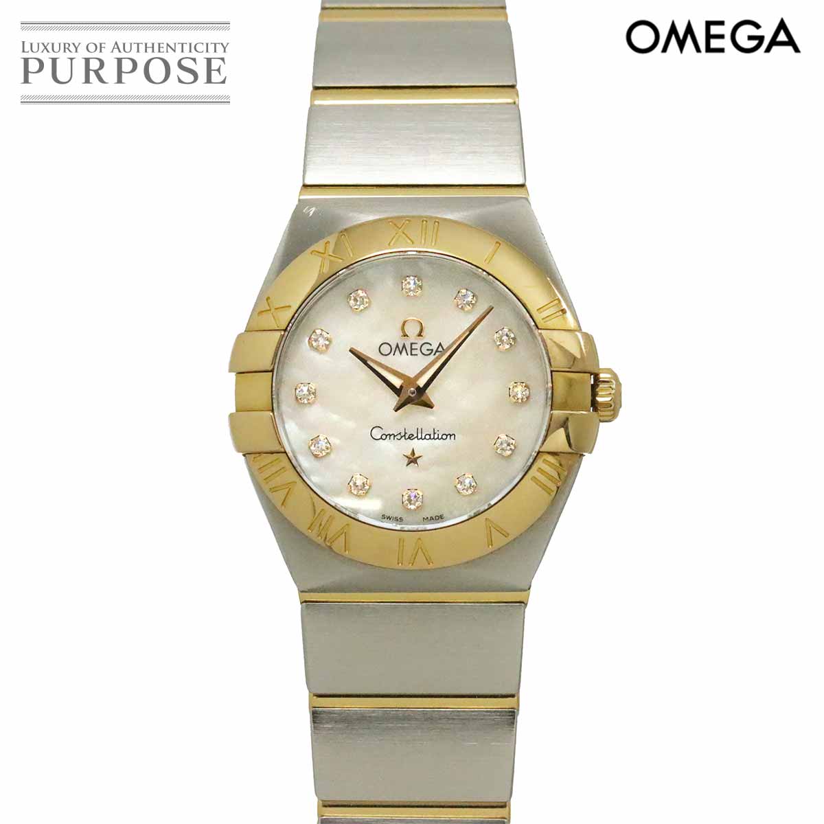 OMEGA コンステレーション ポリッシュ コンビ 123 20 24 60 55 001 レディース 腕時計 12P ダイヤ ホワイトシェル K18PG クォーツ Constellation オメガ 90346194