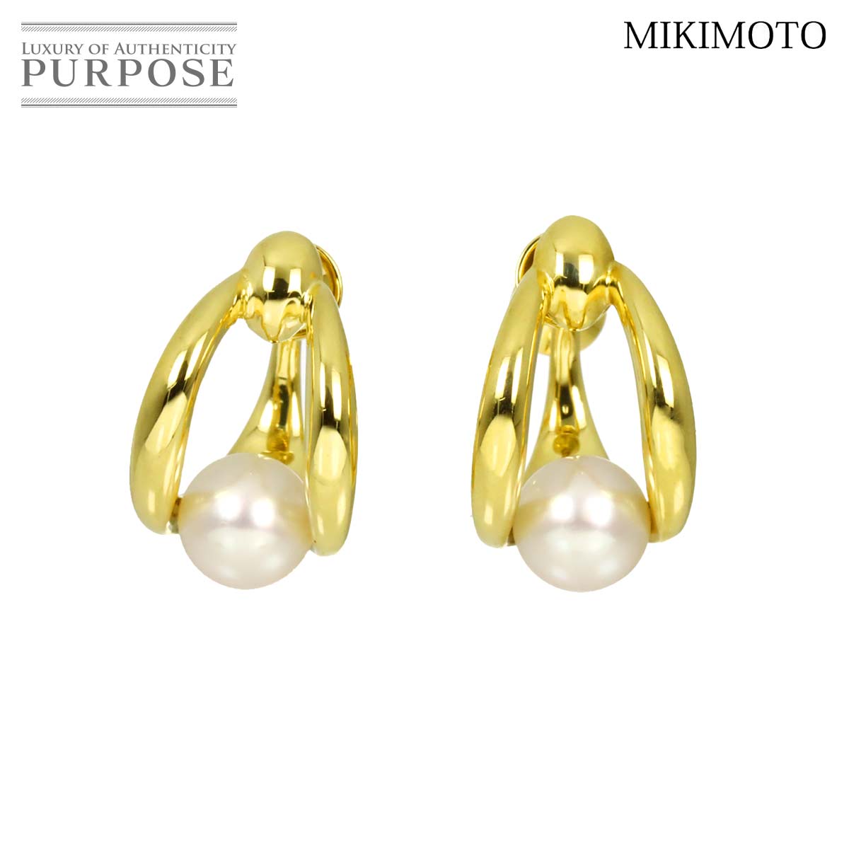 MIKIMOTO アコヤ真珠 6.5mm イヤリング K18 YG イエローゴールド 750 パール Earrings ミキモト 90336025