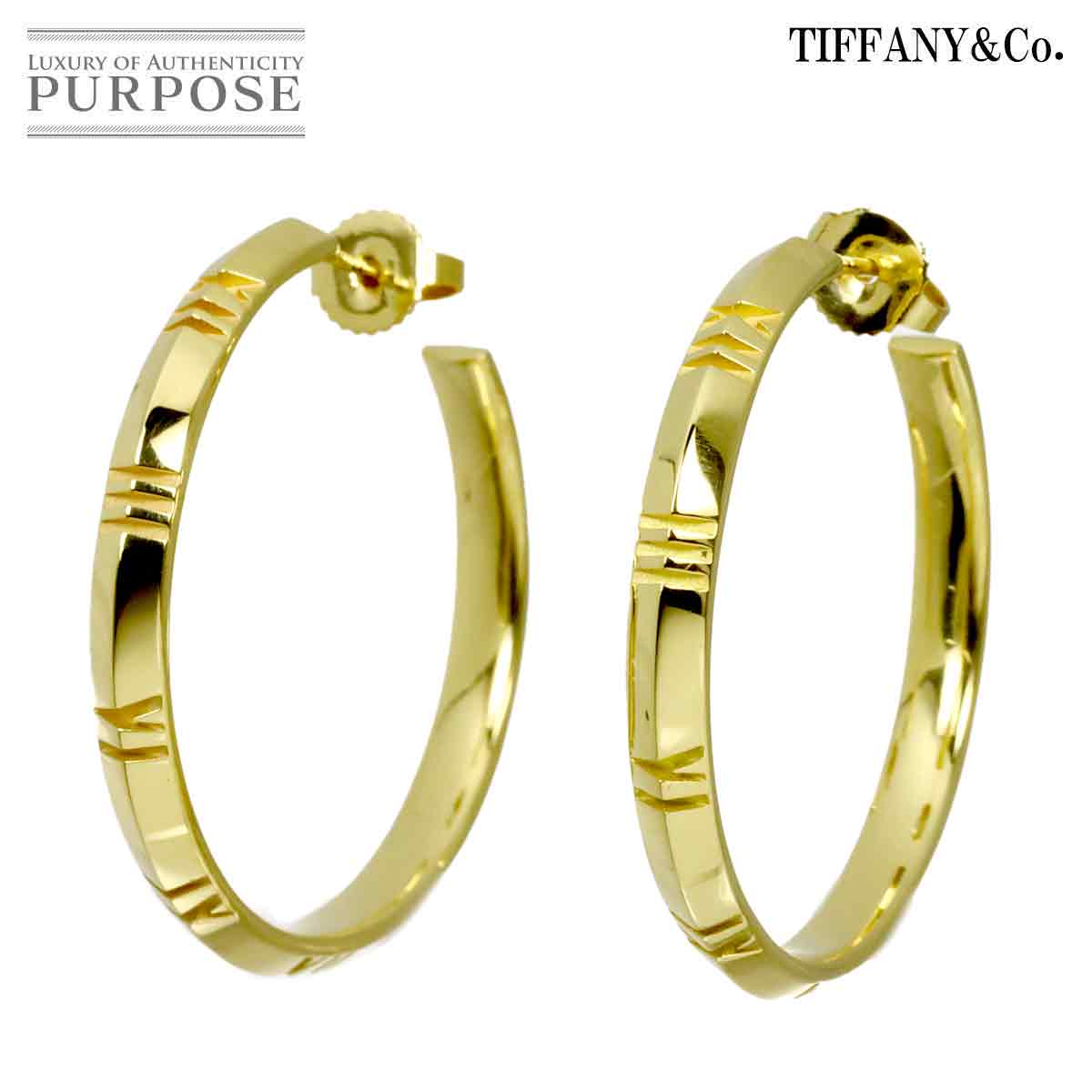 TIFFANY&Co. アトラスX フープ ピアス K18 YG イエローゴールド 750 Earrings Pierced ティファニー 90336535