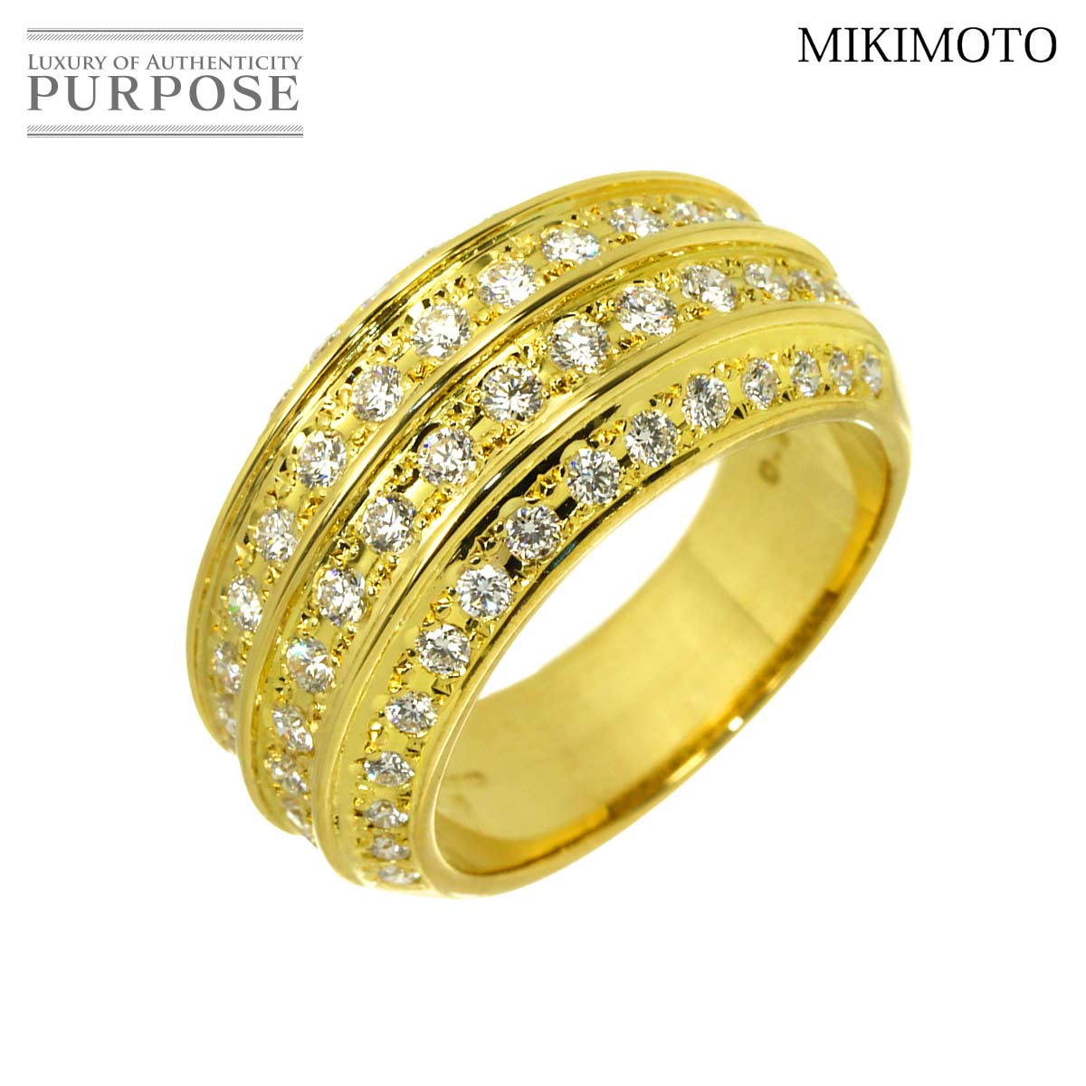 MIKIMOTO 12.5号 リング ダイヤ 0.91ct K18 YG イエローゴールド 750 指輪 Diamond Ring ミキモト 90336597