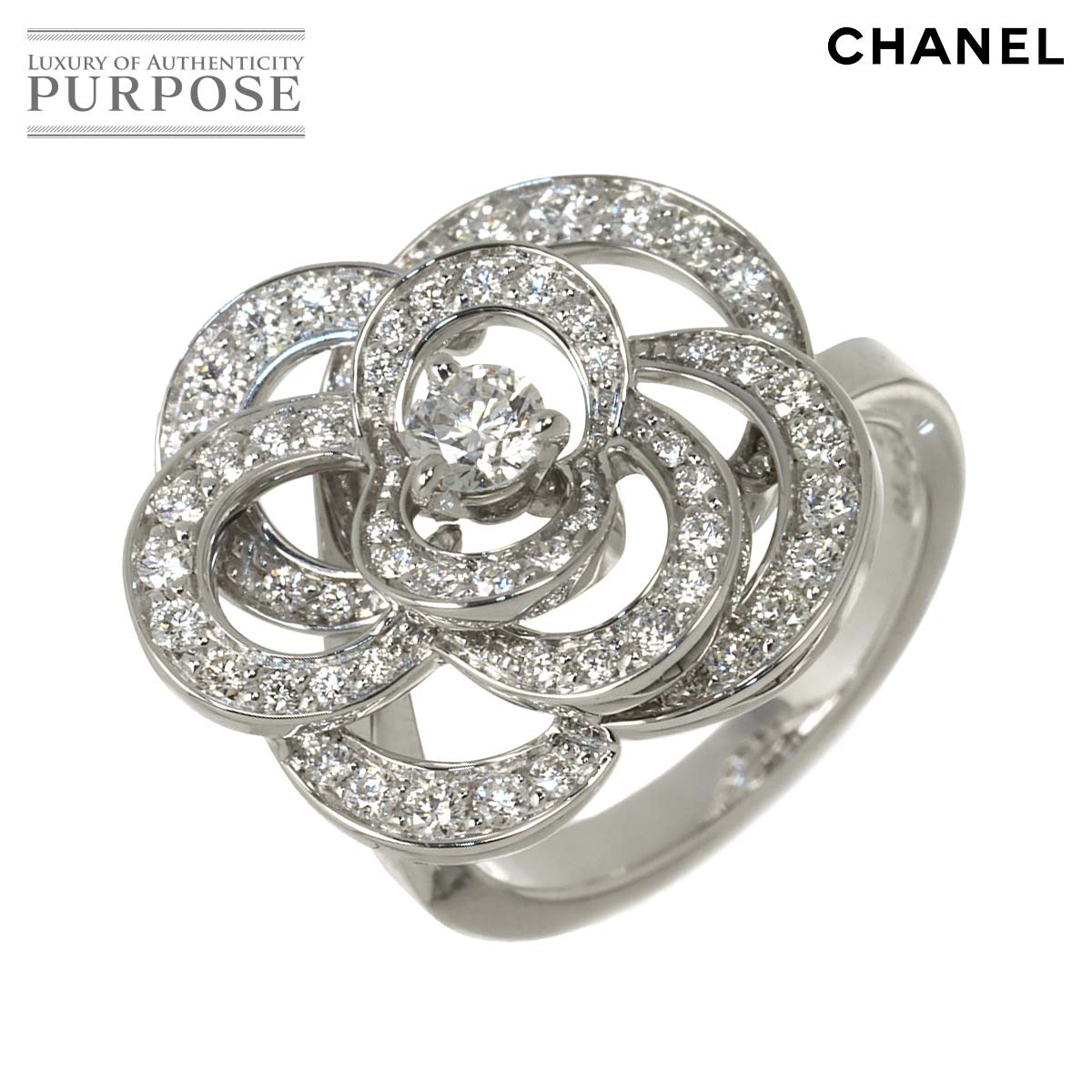 CHANEL カメリア #47 リング ダイヤ K18 WG ホワイトゴールド 750 指輪 Camellia Ring シャネル 90336910