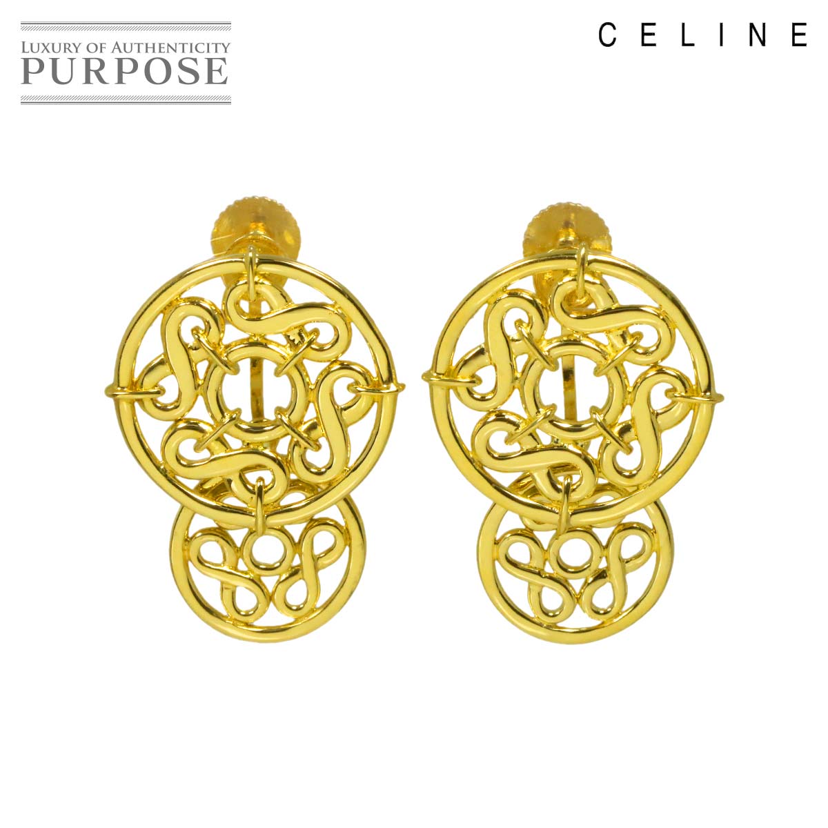 CELINE イヤリング K18 YG イエローゴールド 750 Earrings Clip on セリーヌ 90337146
