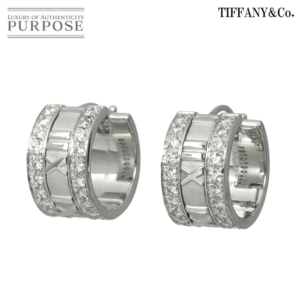 TIFFANY&Co. アトラス フープ ダイヤ ピアス K18 WG ホワイトゴールド 750 Atlas Earrings Pierced ティファニー 90338211