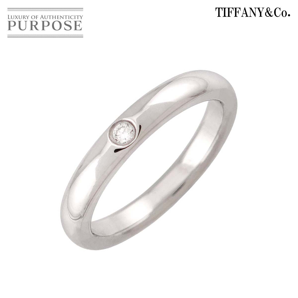 TIFFANY&Co. スタッキング バンド 6号 リング ダイヤ 1P Pt プラチナ 指輪 Stacking Band Ring ティファニー 90340832