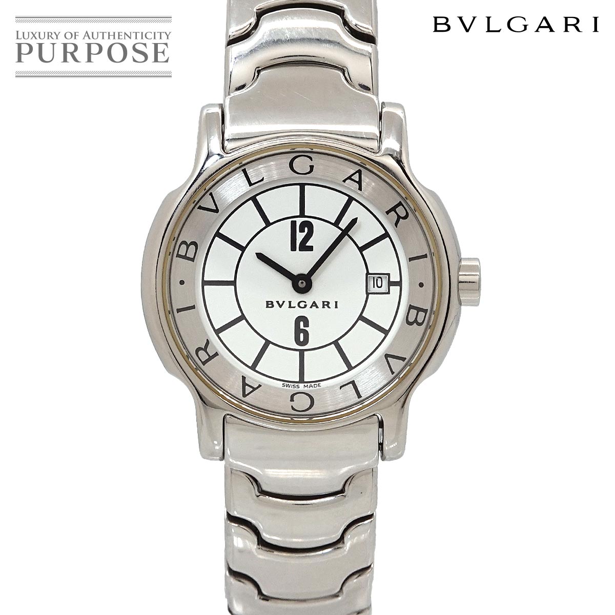 BVLGARI ソロテンポ ST29S レディース 腕時計 デイト ホワイト クォーツ ウォッチ ブルガリ 90345479
