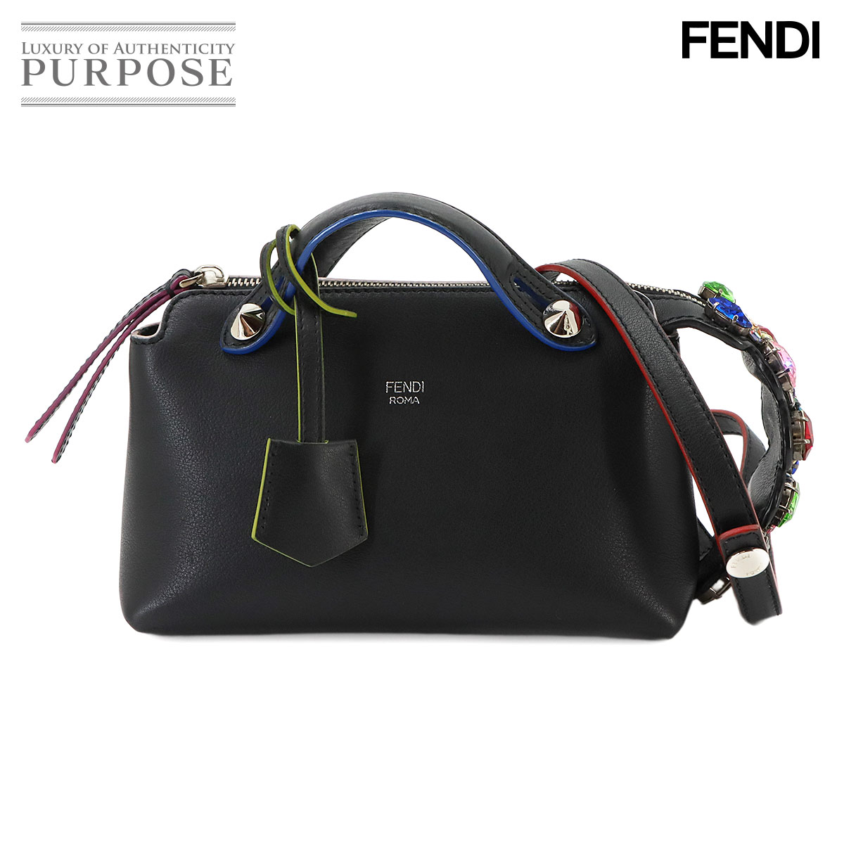 FENDI バイザウェイ ミニ 2way ハンド ショルダー バッグ レザー ブラック 8BL135 By The Way Mini フェンディ 90343998