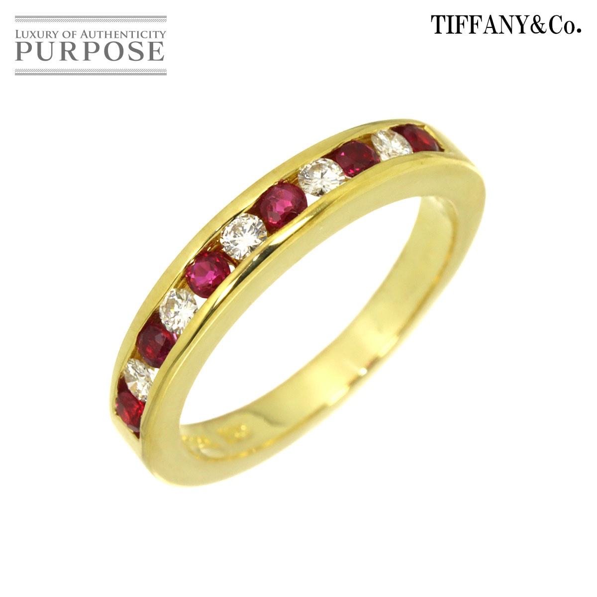 TIFFANY&Co. 8号 リング ルビー ダイヤ K18 YG イエローゴールド 750 指輪 Ruby Diamond Ring ティファニー 90335226