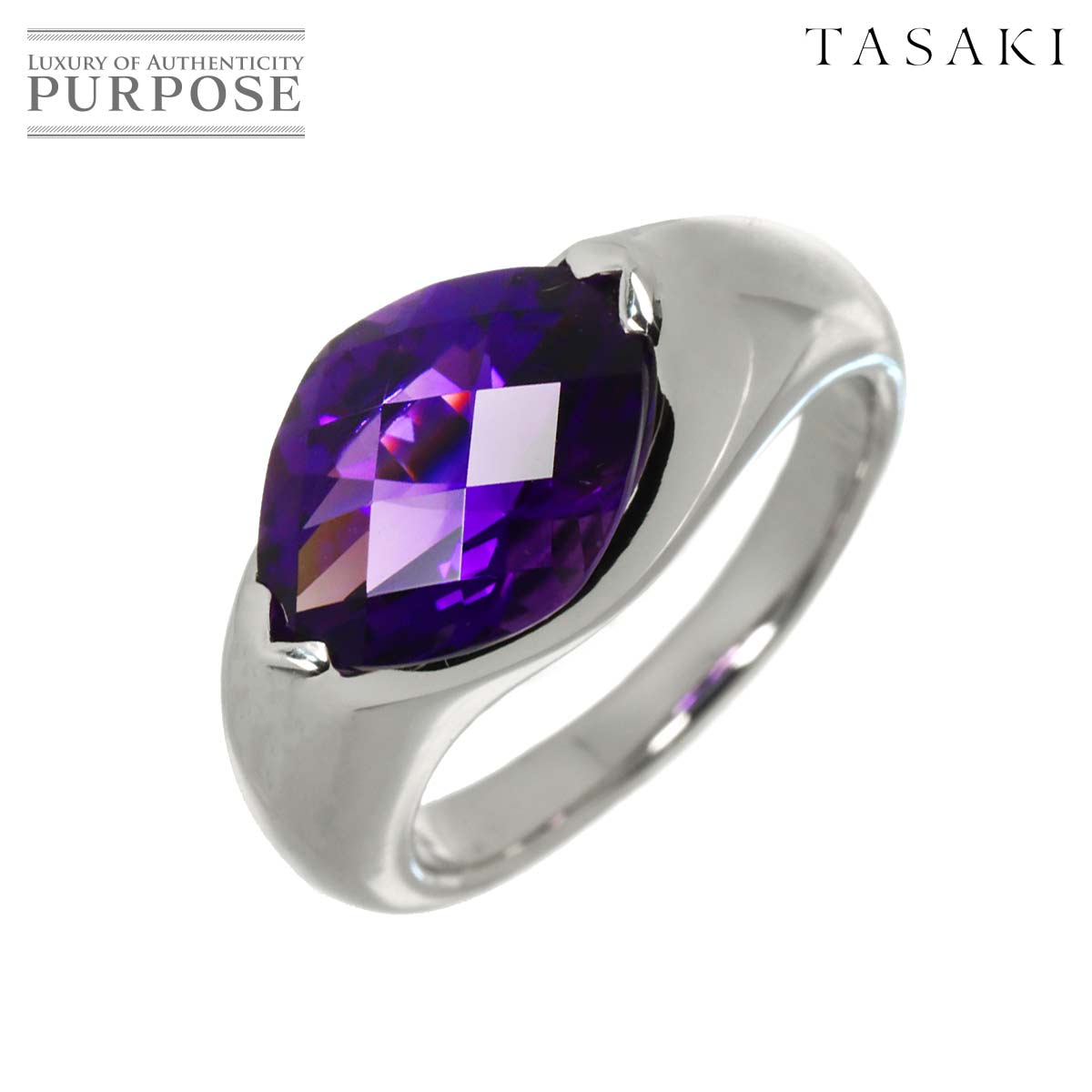 TASAKI 10号 リング アメジスト K18 WG ホワイトゴールド 750 指輪 田崎真珠 Ring タサキ 90337189
