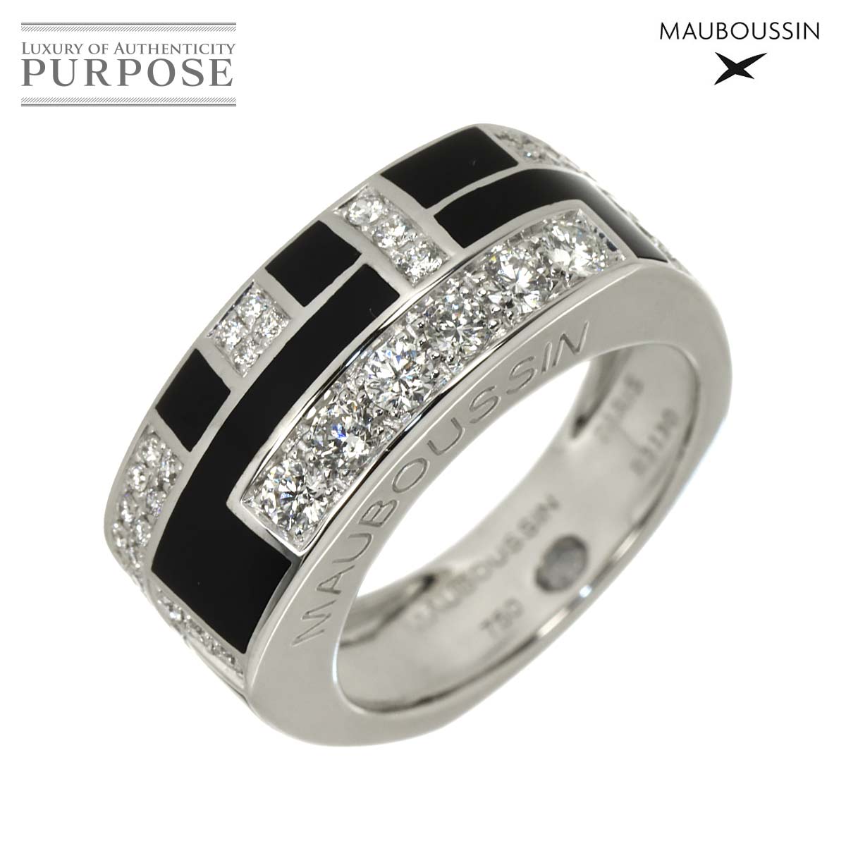 MAUBOUSSIN アンペルティノンス 15号 リング ダイヤ エナメル K18 WG ホワイトゴールド 750 指輪 Diamond Ring モーブッサン 90337199