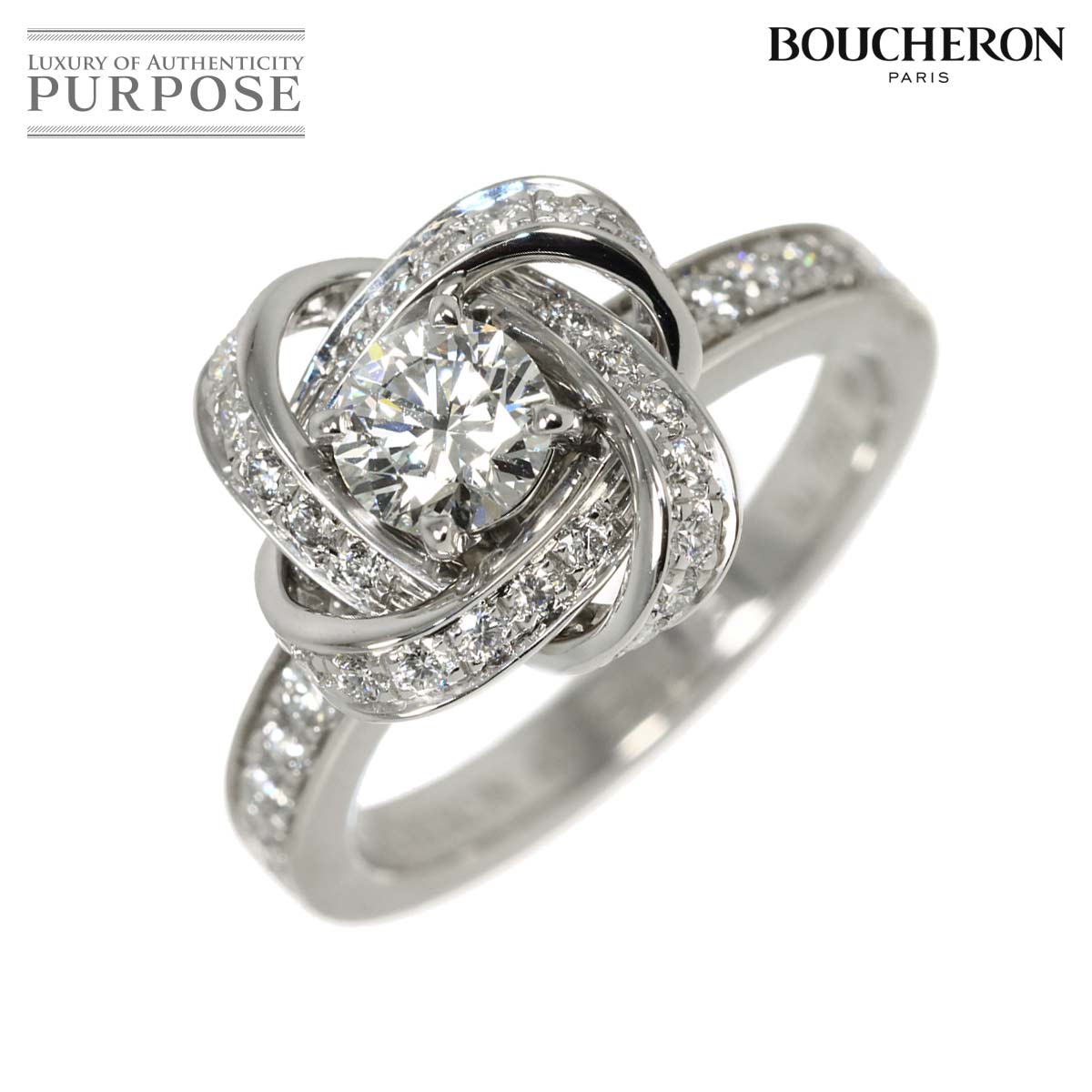 BOUCHERON ピヴォワンヌ ダイヤ 0.40ct F/VS1/3EX #49 リング K18 WG 750 指輪 PIVOINE Diamond Ring ブシュロン 90337200