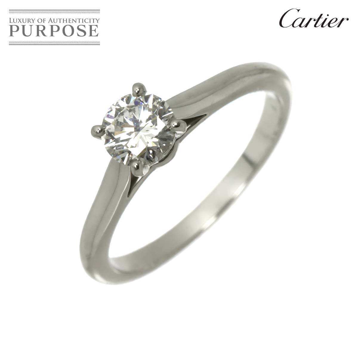 Cartier ソリテール ダイヤ 0.50ct G/VVS2/3EX #50 リング Pt プラチナ Solitaire Ring【証明書・鑑定書付き】カルティエ 90337351