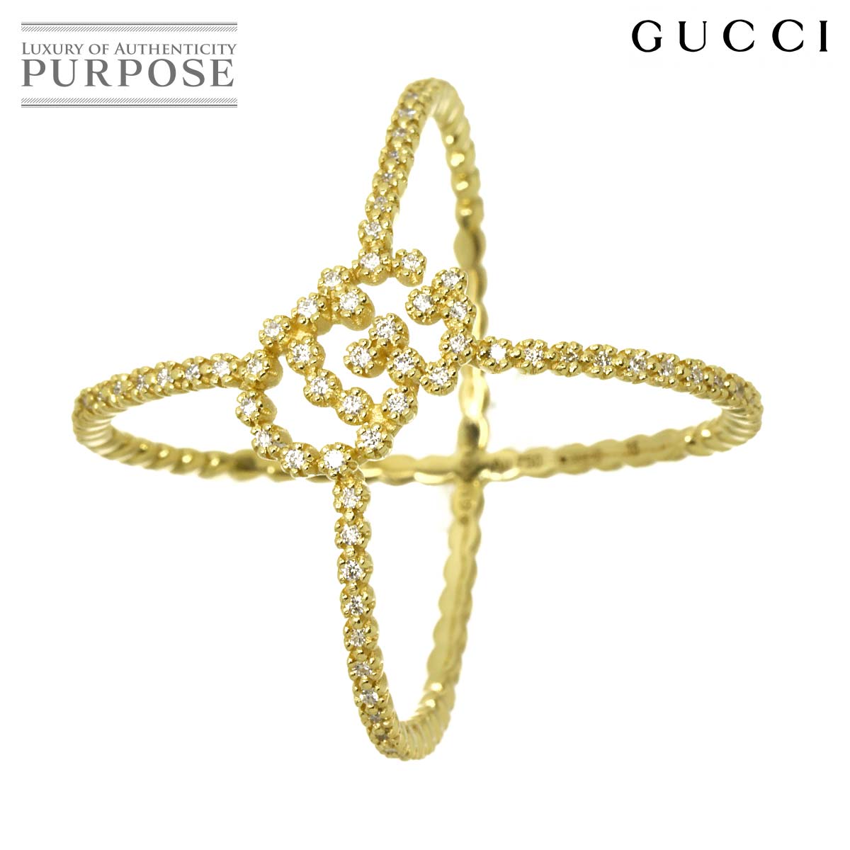GUCCI GGランニング #15 リング ダイヤ K18 YG イエローゴールド 750 指輪 Diamond Ring グッチ 90339336