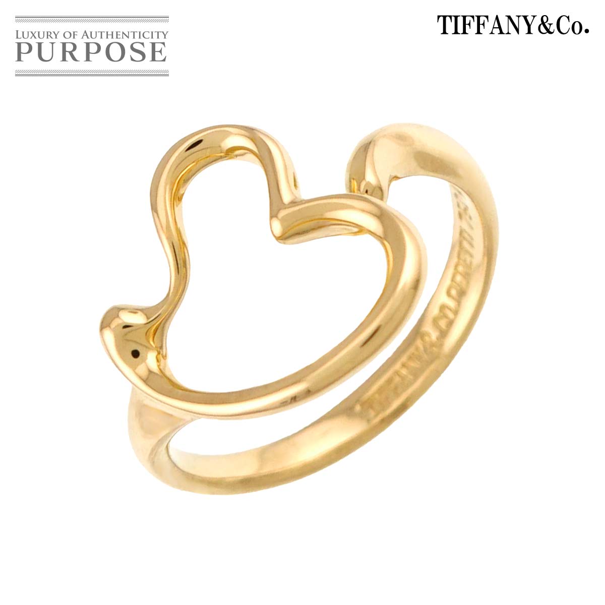 TIFFANY&CO. オープンハート 11号 リング K18 YG イエローゴールド 750 指輪 Open Heart Ring ティファニー 90341201