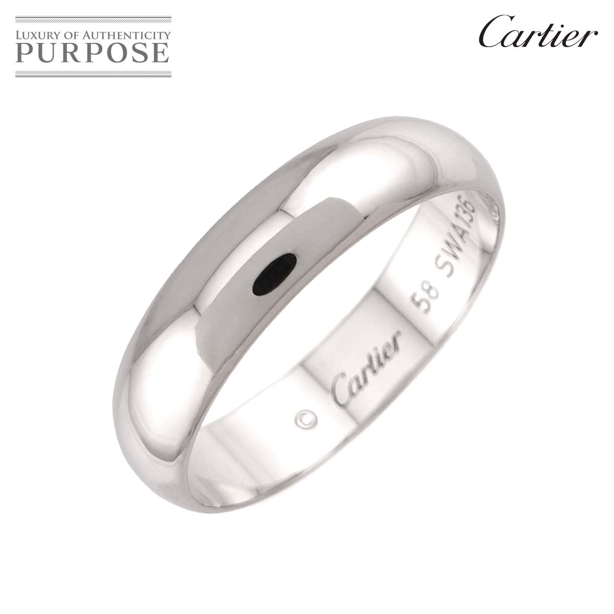 Cartier 1895 クラシック バンド #58 リング 幅5mm Pt プラチナ 指輪 Classic Band Ring 【証明書付き】カルティエ 90341247