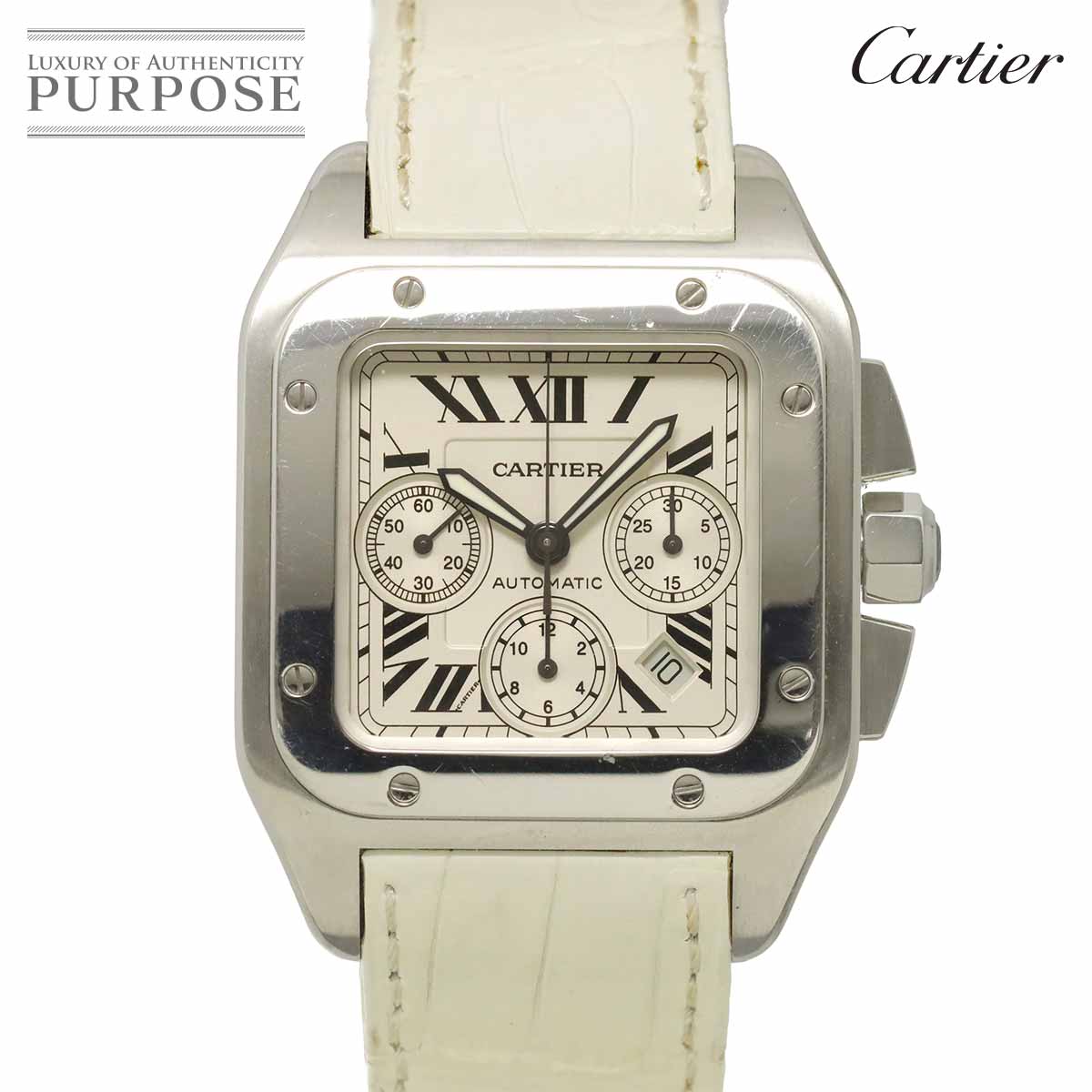 Cartier サントス100 XL W20090X8 メンズ 腕時計 シルバー オートマ 自動巻き ウォッチ Santos 100 カルティエ 90342938