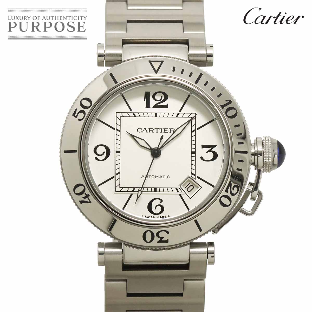 Cartier パシャ シータイマー W31080M7 メンズ 腕時計 デイト シルバー オートマ 自動巻き ウォッチ カルティエ 90344663