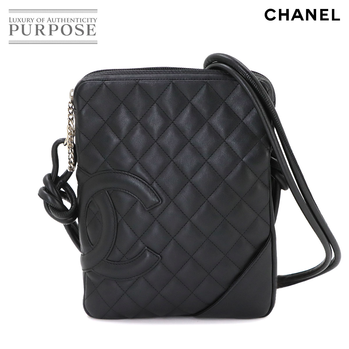 CHANEL カンボンライン ショルダー バッグ カーフスキン ブラック A25178 ココマーク シルバー 金具 Cambon Bag シャネル 90341400