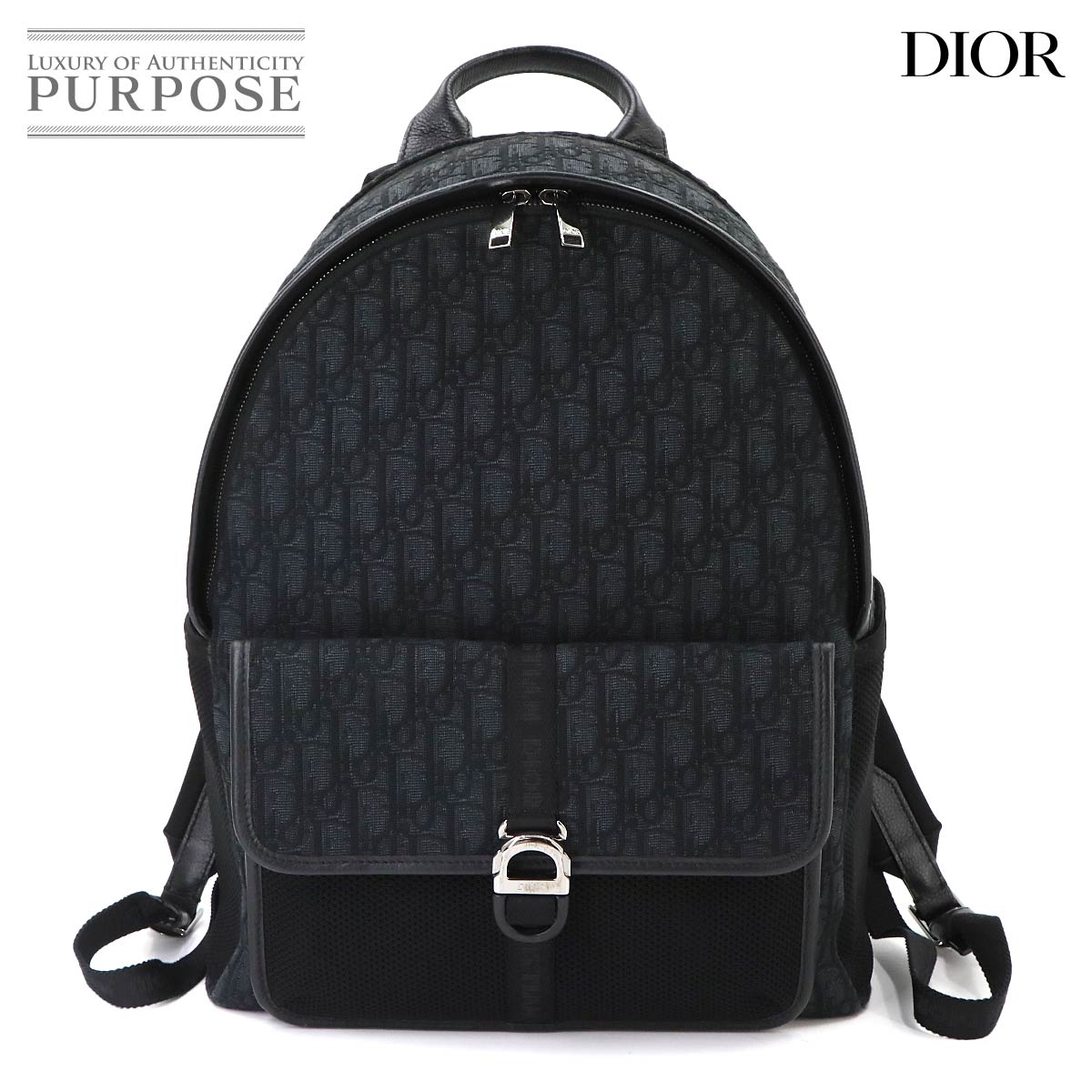 Christian Dior ジェット オブリーク バックパック キャンバス レザー ブラック Jett Backpack クリスチャン ディオール 90344415