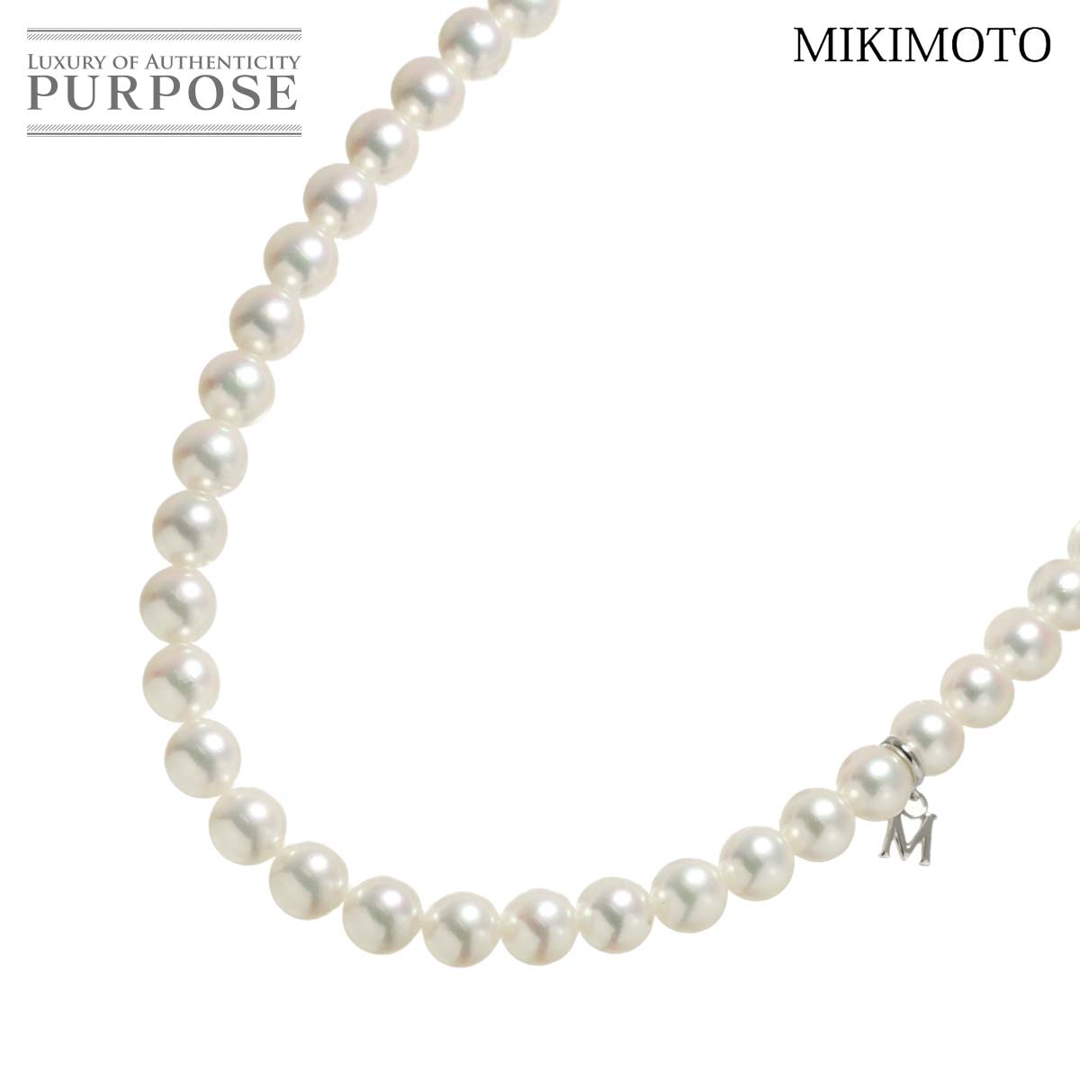 MIKIMOTO アコヤ真珠 6.5-6.0mm ネックレス 55cm K14 WG ホワイトゴールド 585 パール Akoya Pearl Necklace ミキモト 90334530