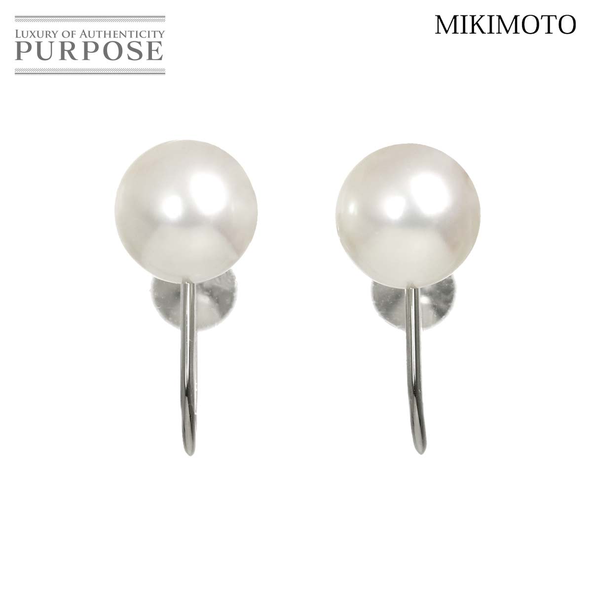 MIKIMOTO アコヤ真珠 7.0mm イヤリング K18 WG ホワイトゴールド 750 パール Akoya Pearl Earrings ミキモト 90336194