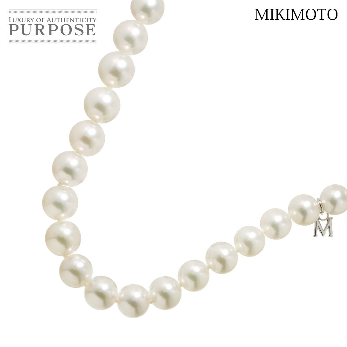 MIKIMOTO アコヤ真珠 8.7-6.5mm ネックレス 46cm SV シルバー パール Akoya Pearl Necklace ミキモト 90336602