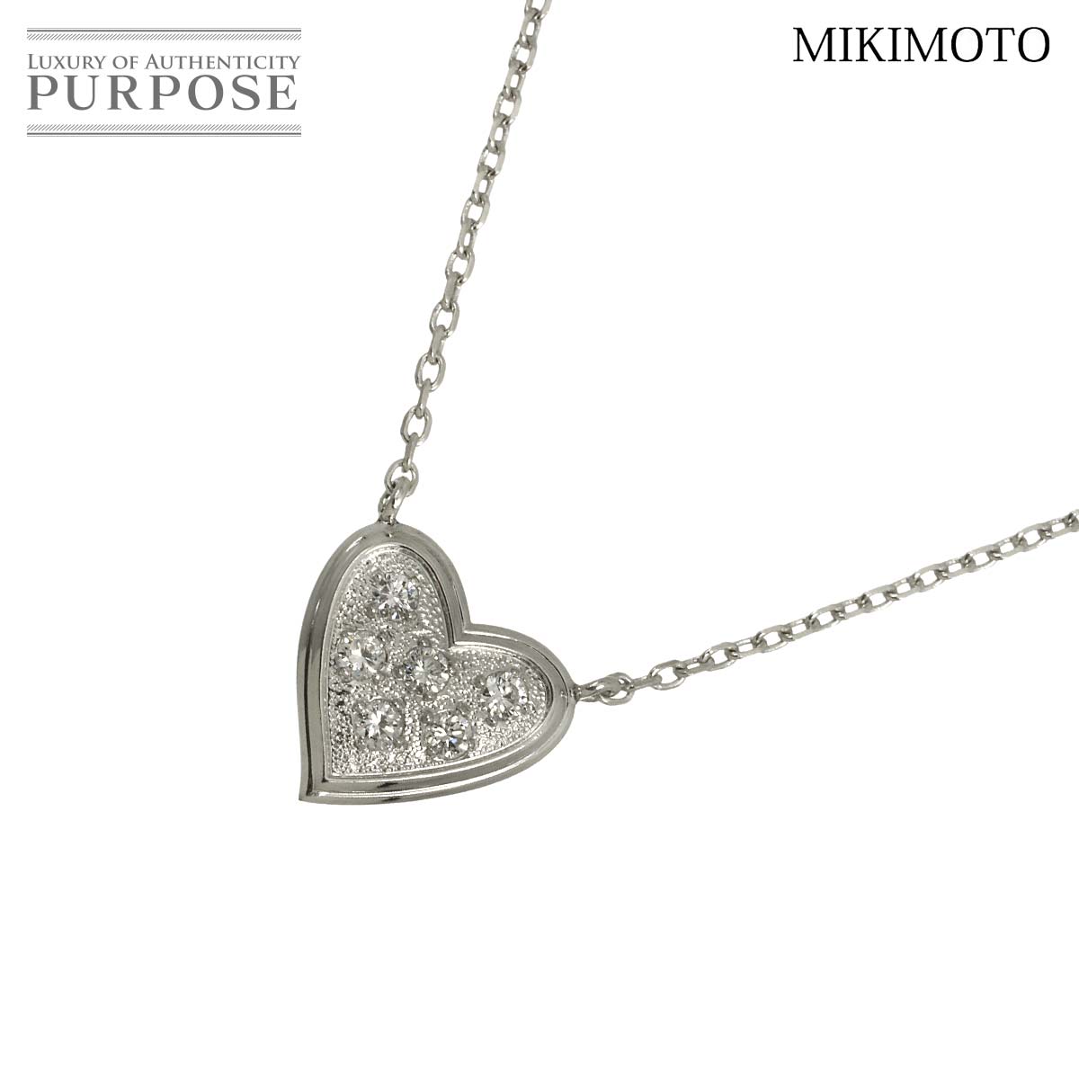 MIKIMOTO ダイヤ ネックレス 45cm K14 WG ホワイトゴールド 585 Diamond Necklace ミキモト 90336912