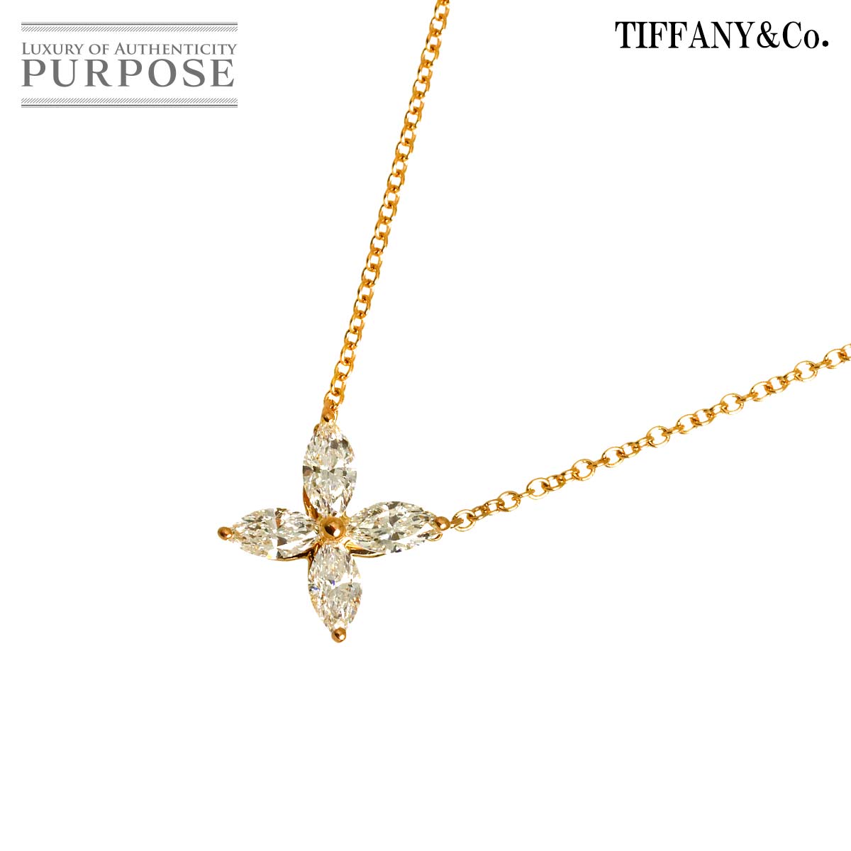 TIFFANY&Co. ビクトリア ミディアム ダイヤ ネックレス 40cm K18 PG ピンクゴールド 750 Diamond Necklace ティファニー 90339278