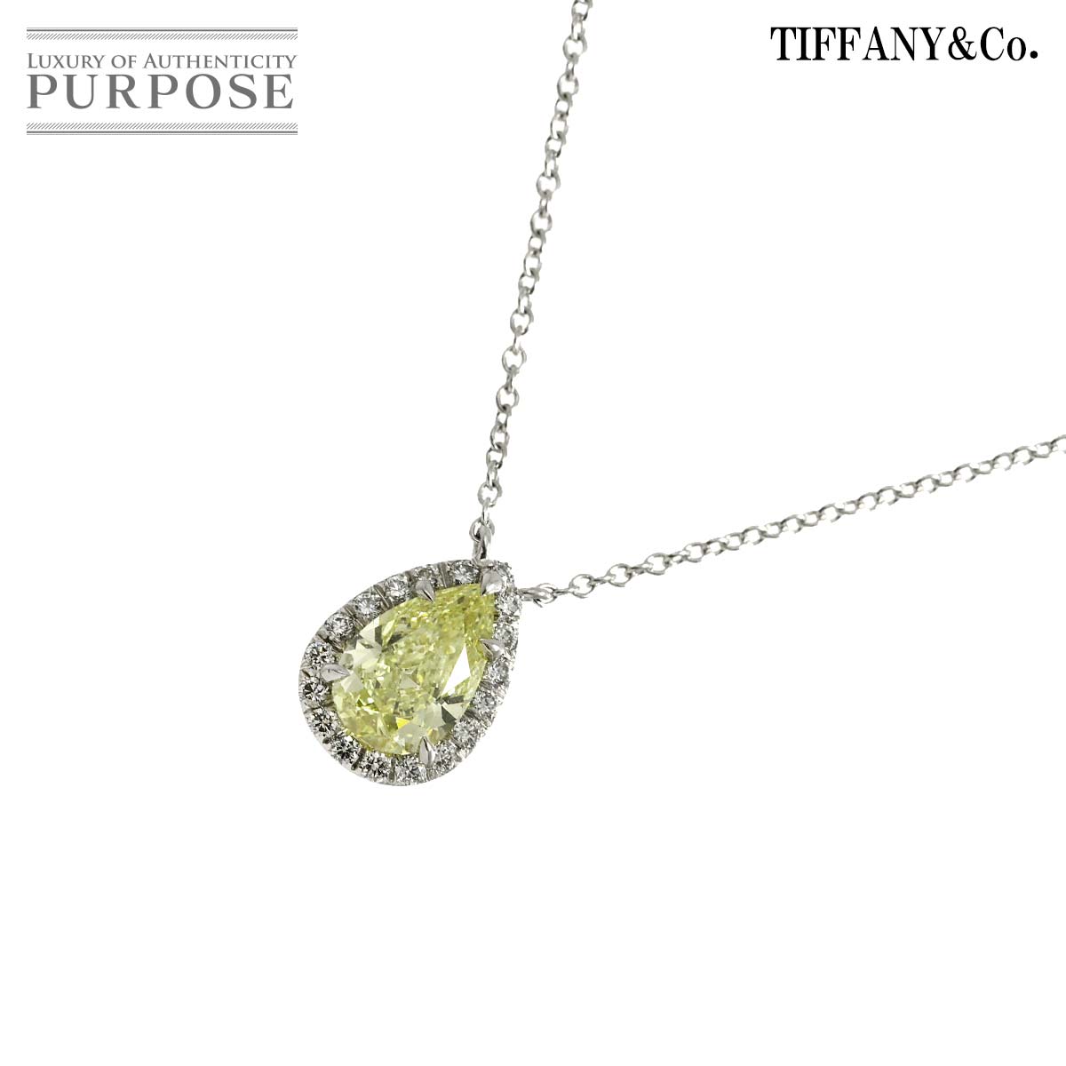 TIFFANY&Co. ソレスト イエローダイヤ 1.03ct FIY/IF ダイヤ ネックレス 41cm Pt K18 YG 750 Diamond Necklace【鑑定書付き】ティファニー 90339316