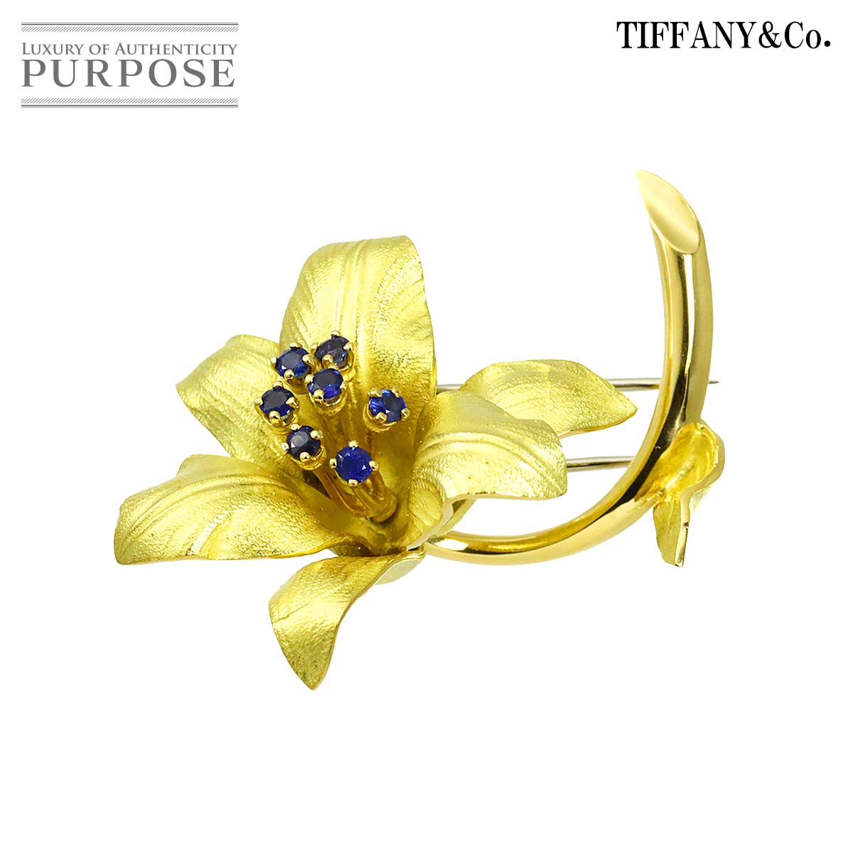 TIFFANY&Co. サファイヤ ブローチ K18 YG イエローゴールド 750 花 Brooch ティファニー 90339317