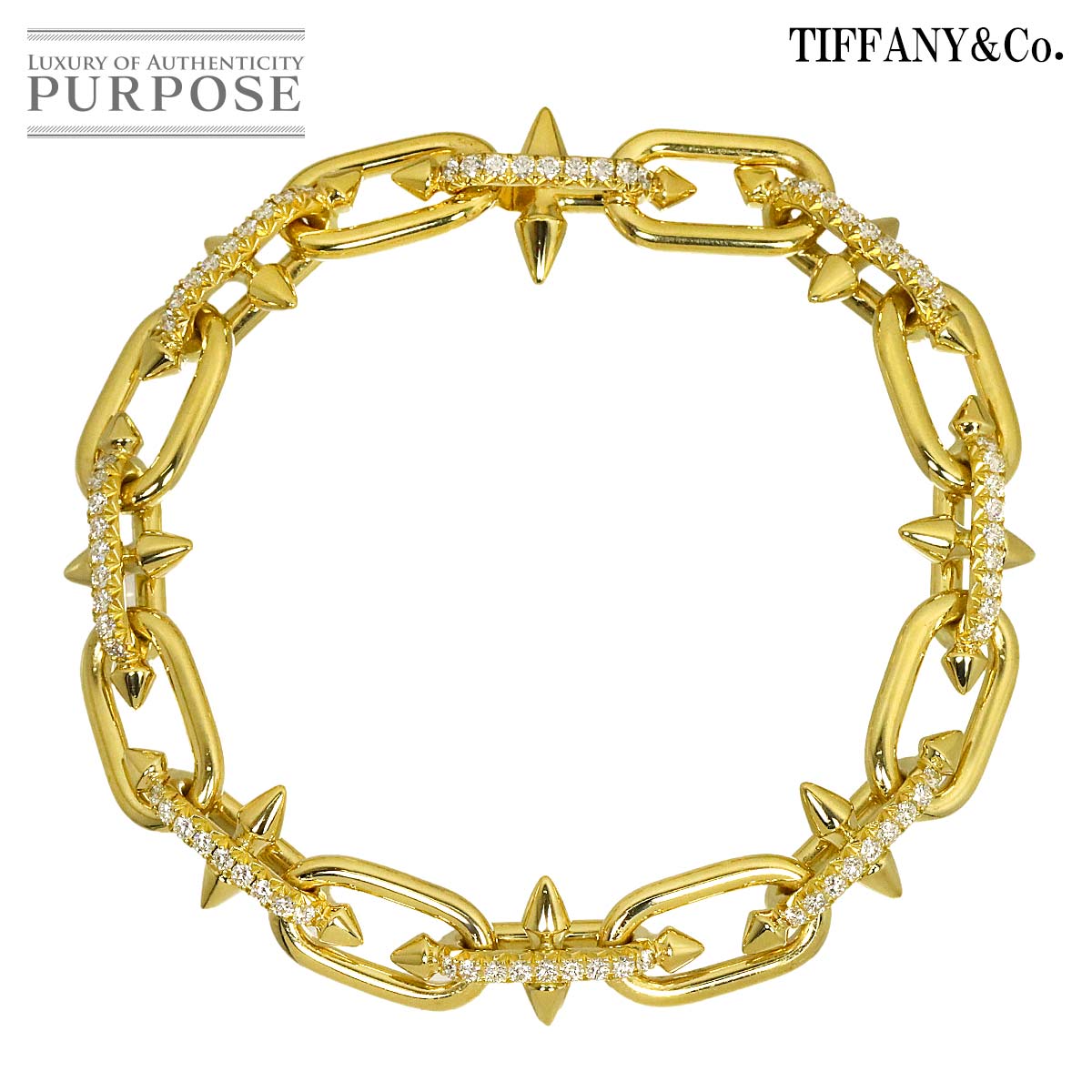TIFFANY&Co. タイタン リンク エクストララージ XL ダイヤ 2.00ct ブレスレット 18.4cm K18 YG イエローゴールド 750 Diamond Bracelet ティファニー 90339449
