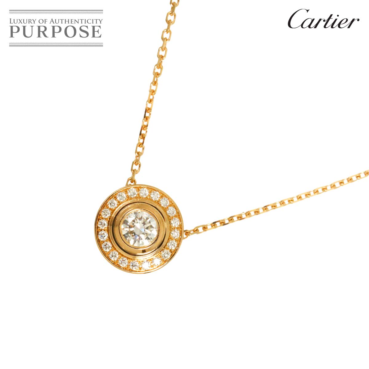 Cartier ダムール パヴェ ダイヤ ネックレス 41cm K18 PG ピンクゴールド 750 ディアマン d Amour Necklace【証明書付き】カルティエ 90339484