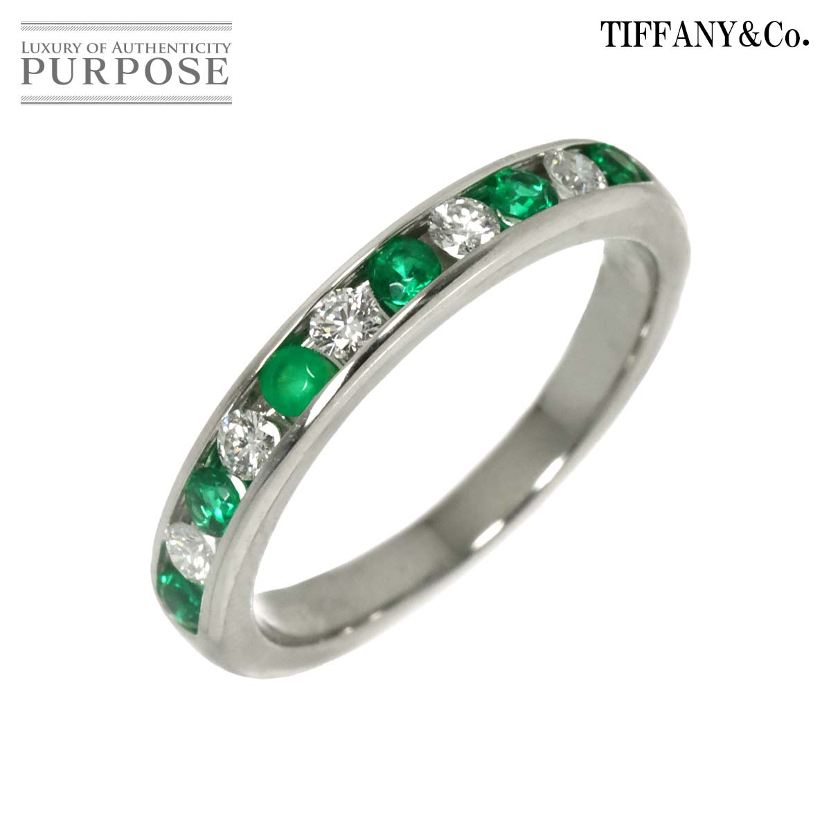 TIFFANY&CO. 10.5号 リング エメラルド ダイヤ Pt プラチナ 指輪 Emerald Ring ティファニー 90339760