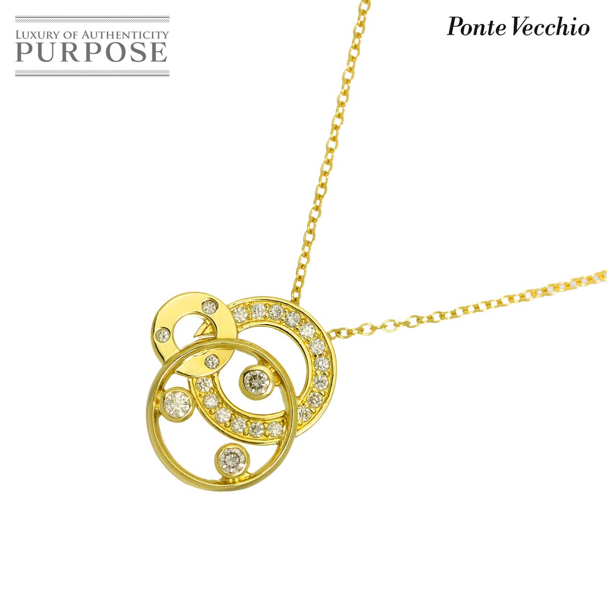 Ponte Vecchio ダイヤ 0.23ct ネックレス 40cm K18 YG イエローゴールド 750 Diamond Necklace ポンテヴェキオ 90340735
