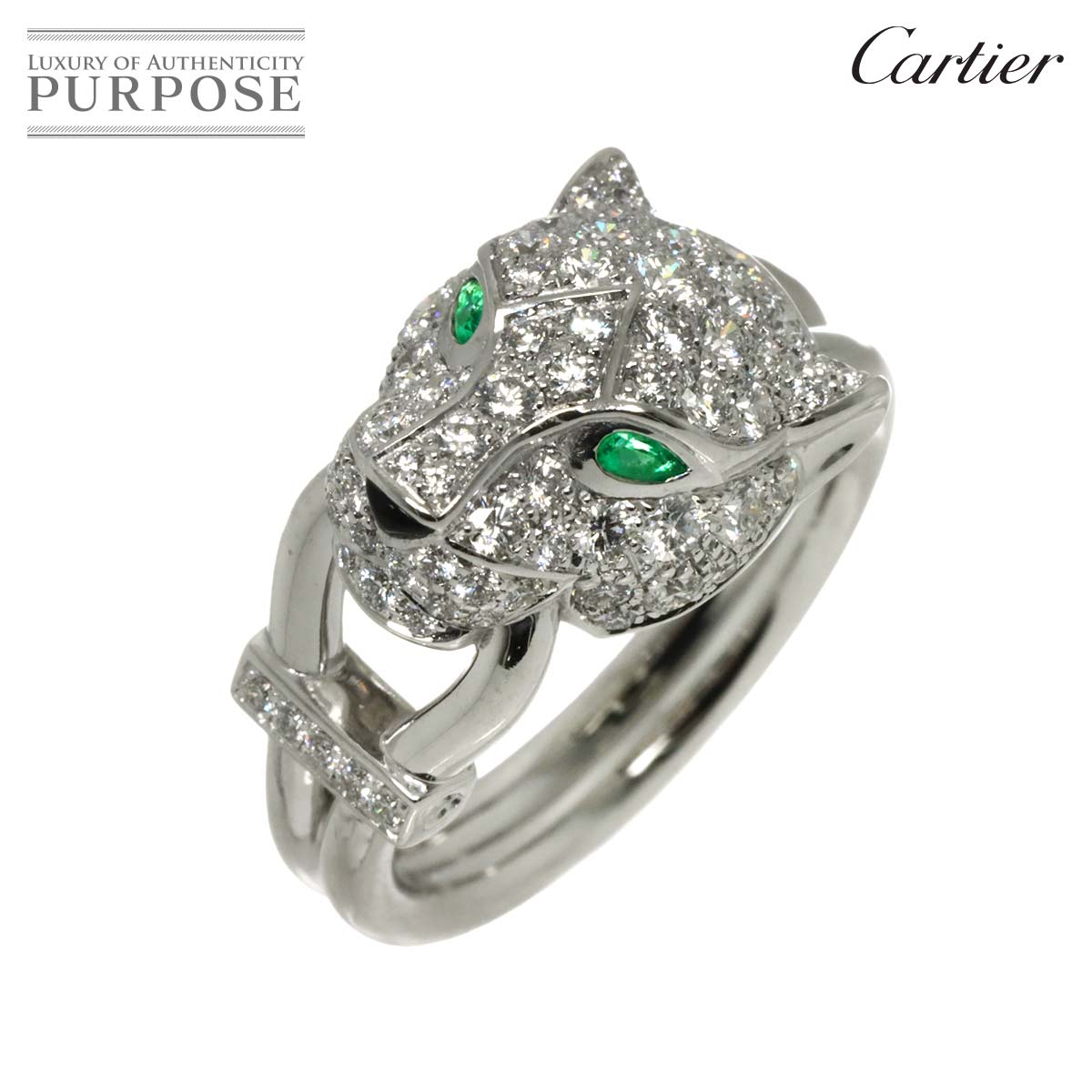 Cartier パンテール #51 リング ダイヤ エメラルド オニキス K18 WG 750 パンサー 豹 指輪 PANTHERE Ring【証明書付き】カルティエ 90340818