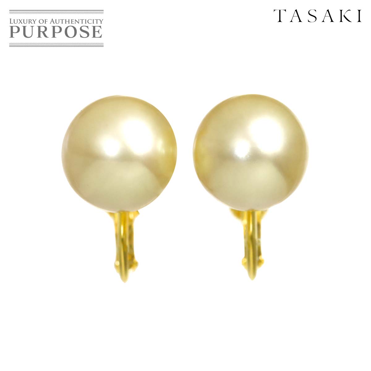 TASAKI 白蝶真珠 11.6-11.4mm イヤリング K18 YG イエローゴールド 750 パール 田崎真珠 Earrings Clip on タサキ 90340846