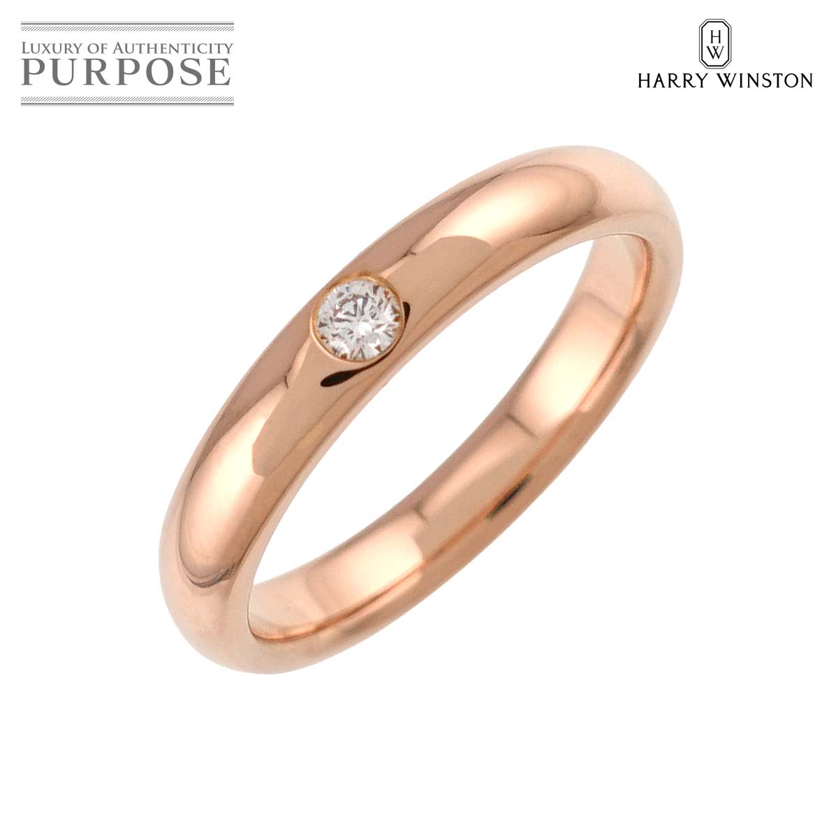 HARRY WINSTON ラウンド 7号 リング ダイヤ K18 PG ピンクゴールド 750 指輪 Diamond Ring ハリーウィンストン 90341185