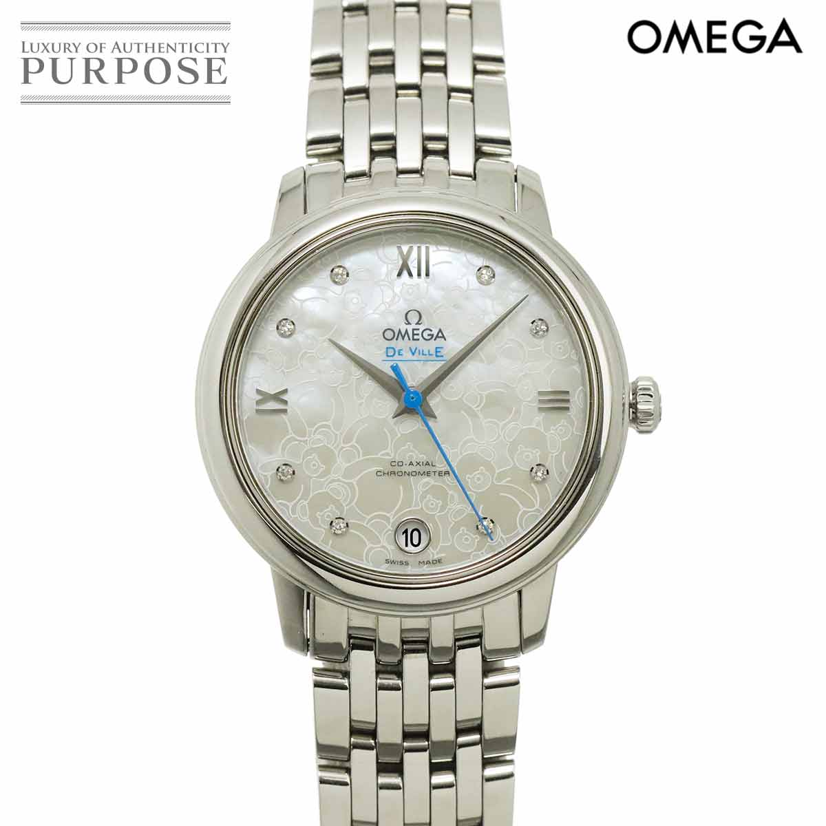 OMEGA デビル プレステージ オービス エディション 424 10 33 20 55 004 レディース 腕時計 デイト 6P ダイヤ ホワイトシェル 自動巻き ウォッチ DeVille Prestige オメガ 90347210