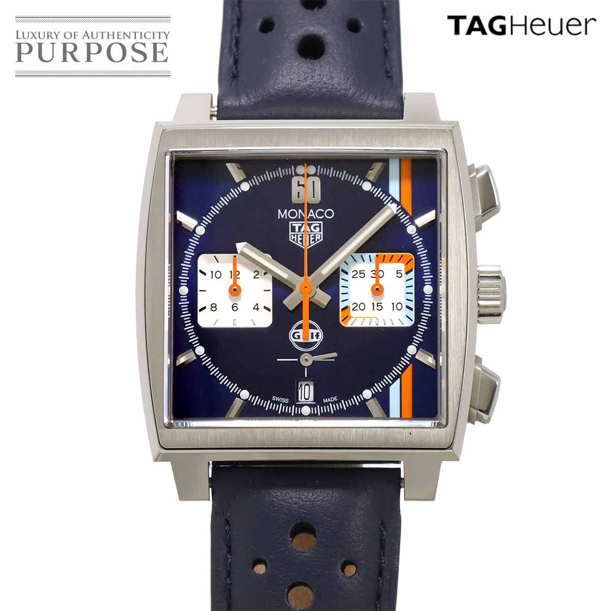 TAG Heuer モナコ ガルフ スペシャルエディション キャリバー02 CBL2115 クロノグラフ メンズ 腕時計 デイト ブルー 自動巻き Monaco タグホイヤー 90347227