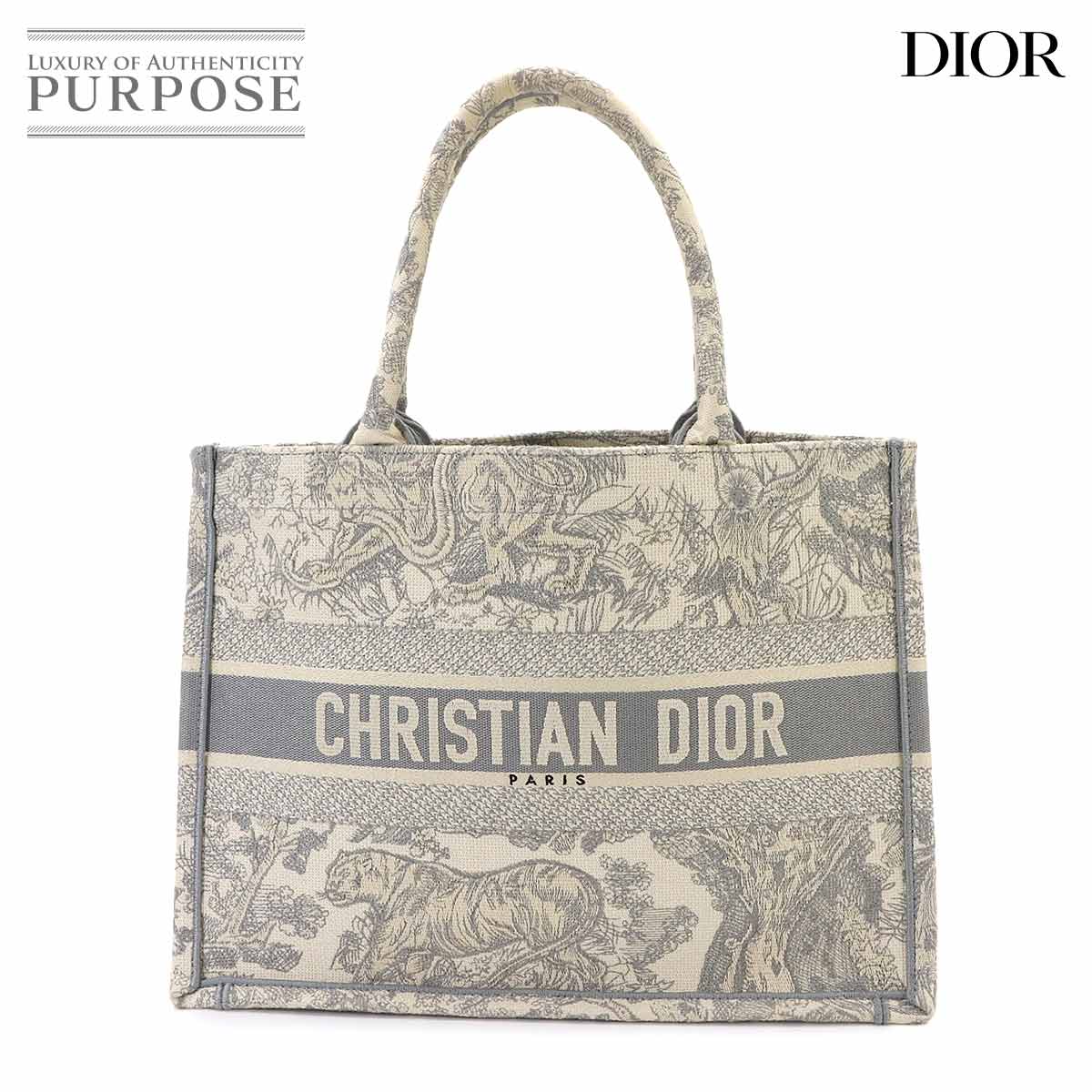 Christian Dior ブック トート ミディアム バッグ トワルドゥジュイ キャンバス グレー エクリュホワイト M1296ZTDT Book Tote Bag クリスチャン ディオール 90337917