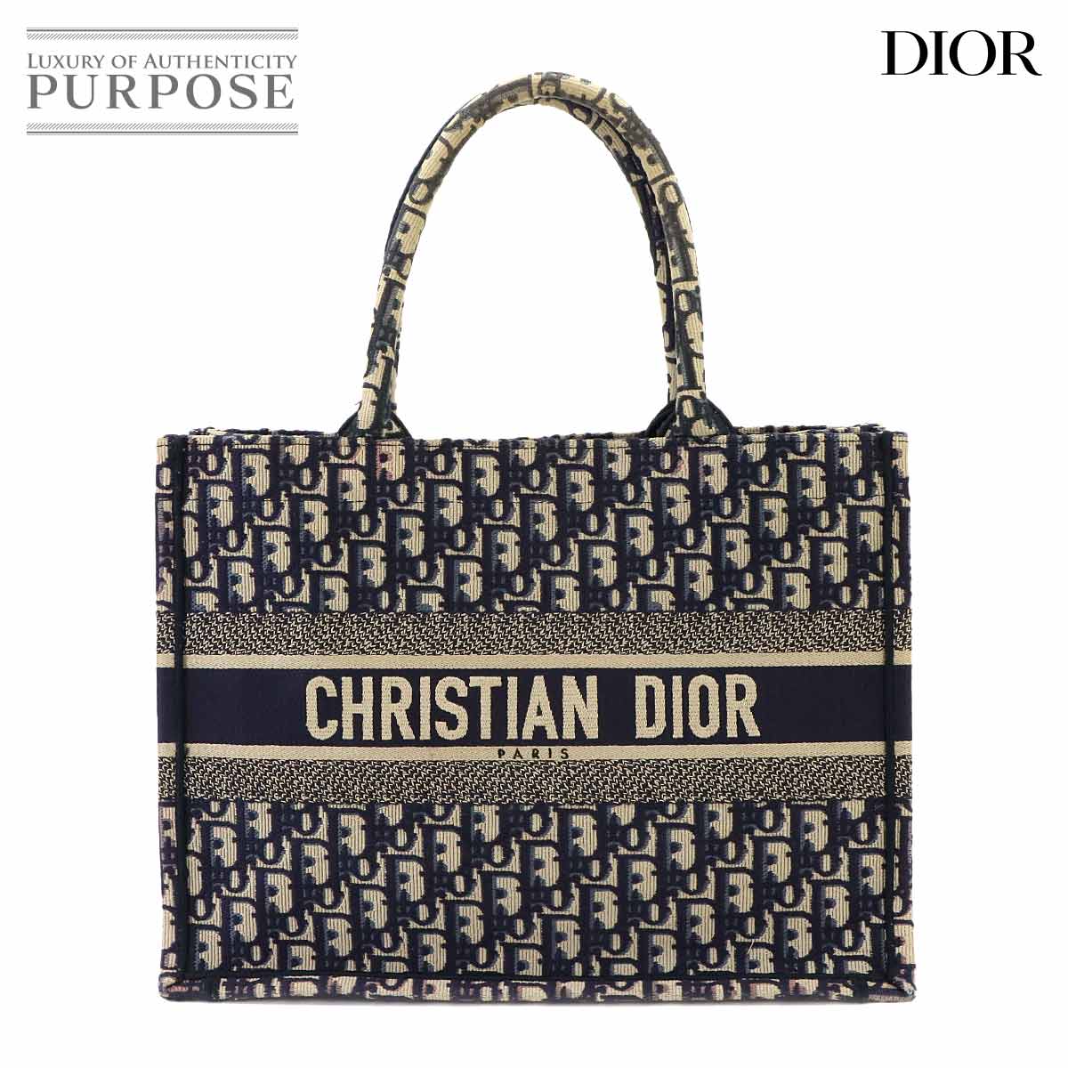 Christian Dior オブリーク ブック トート ミディアム バッグ キャンバス ネイビー M1296ZRIW Book Tote Medium クリスチャン ディオール 90338555