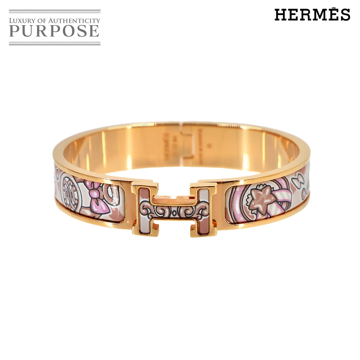 HERMES クリックH PM キャンディ リブリス バングル オーブ ローズゴールド アクセサリー Clic H エルメス 90341751