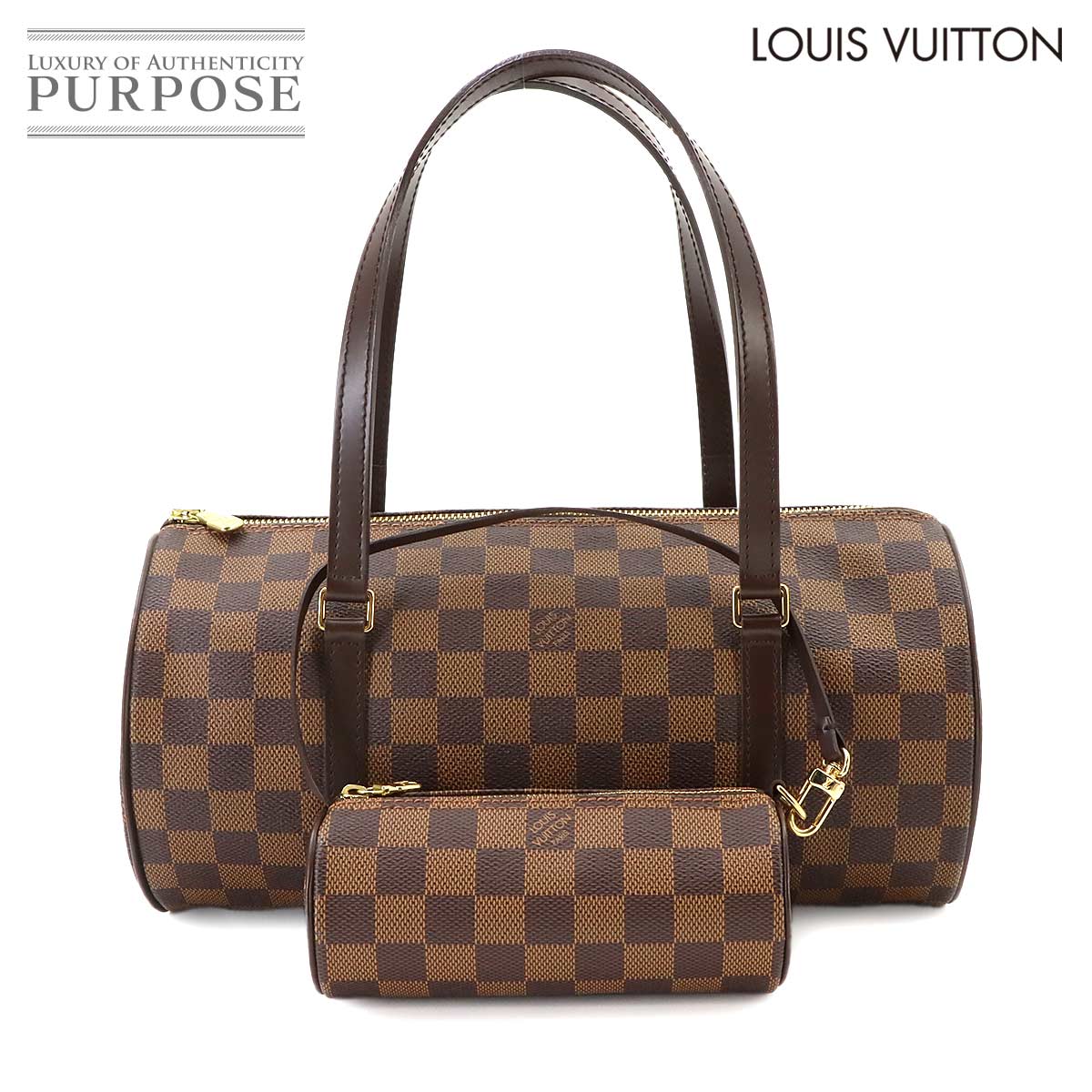 LOUIS VUITTON ダミエ パピヨン 30 ハンド バッグ エベヌ ブラウン N51303 ゴールド 金具 Damier Papillon 30 ルイ ヴィトン 90343046