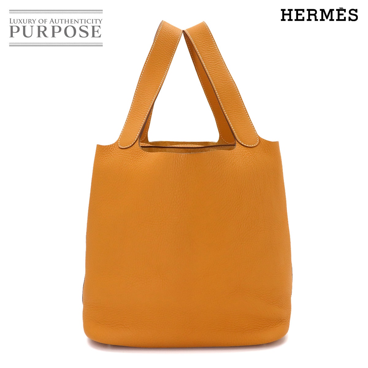 HERMES ピコタンロック GM ハンド バッグ トリヨンクレマンス ムタード □Q刻印 シルバー 金具 Picotin Lock エルメス 90343769
