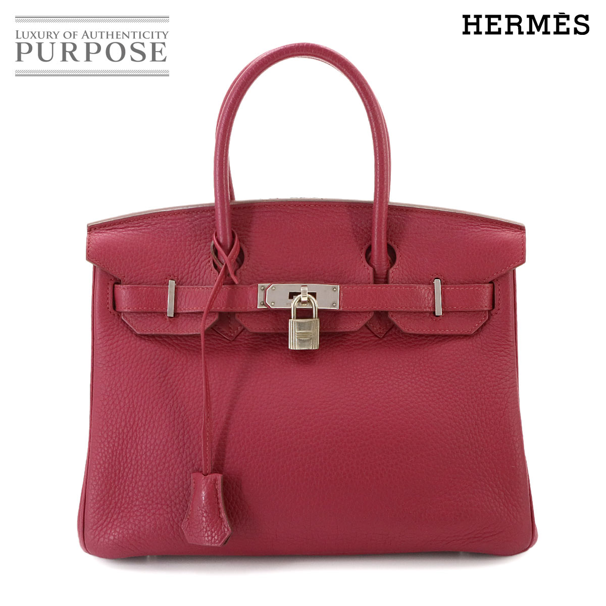 HERMES バーキン30 トリヨンクレマンス ルビー ハンド バッグ □N刻印 シルバー 金具 Birkin エルメス 90343850